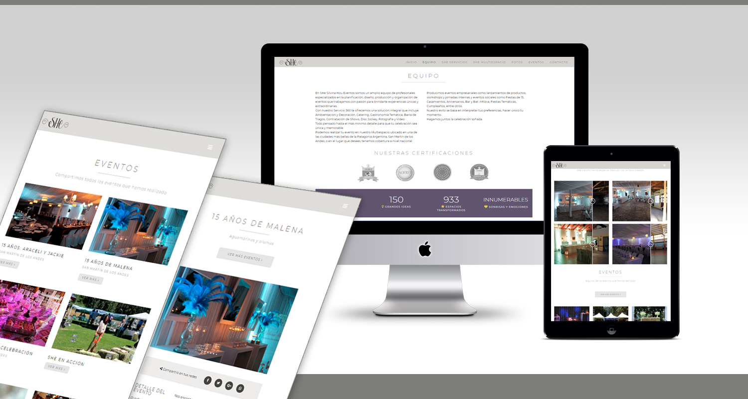 She Eventos. Diseño y programación de web responsive